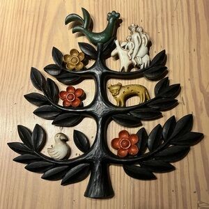 RARE Vintage Homco Tree of Life Wall Plaque 4770B MCM Folk Art 1963 Made in USA